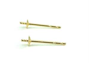 14K Solid Gold Ear Post Light 2.5mm Cup, length under cup 9.5mm Sku#11-28-3022