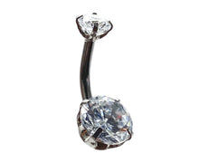 Stainless steel curve bar , double gem belly ring , SKU# 6-7