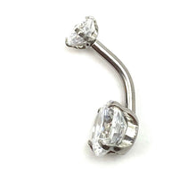 Stainless steel curve bar , double gem belly ring , SKU# 6-7