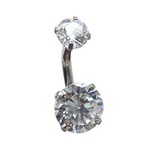Stainless steel curve bar , double gem belly ring , SKU# 6-7