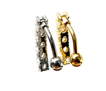 Stainless steel curve bar w gems , SKU# NBR015