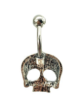 Stainless steel curve bar , skull belly ring, SKU# NBT003-2