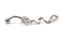 Stainless steel curve bar w/ gem belly ring, SKU# 10-1-2