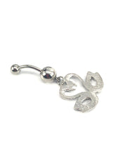 Stainless steel curve bar , swan gem belly ring, SKU# NBR033