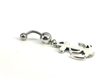 Stainless steel curve bar , anchor gem belly ring, SKU# NBR066