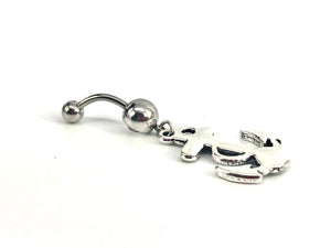 Stainless steel curve bar , anchor gem belly ring, SKU# NBR066