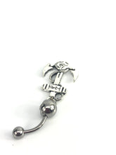 Stainless steel curve bar , anchor gem belly ring, SKU# NBR066