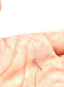 14K solid white gold screw thin pearl peg, SKU# 12-30-28