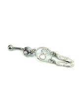 Stainless steel curve bar , dream catcher gem belly ring, SKU# NBR025