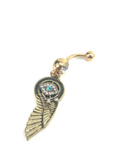 Stainless steel curve bar , w/ gem belly ring, SKU# NBR076