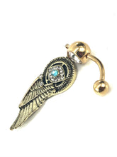 Stainless steel curve bar , w/ gem belly ring, SKU# NBR076