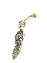 Stainless steel curve bar , w/ gem belly ring, SKU# NBR076