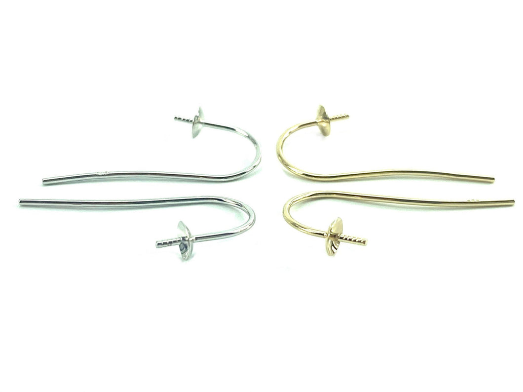 14K Solid Gold/White Gold Ear Hook 4mm Cup