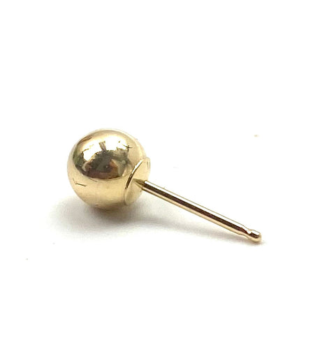 14K solid yellow gold ball earring, SKU# 12-28-1817
