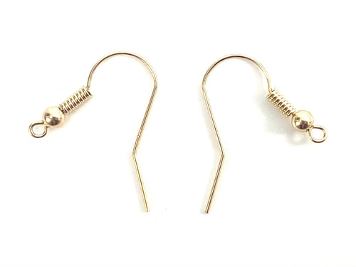 14K Solid Gold Shepard Hook With Coil And Ball, Sku#EGF1452