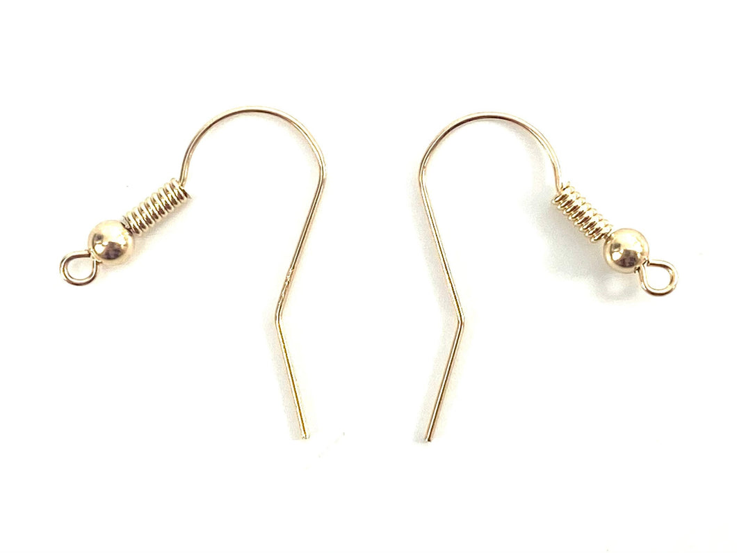 14K Solid Gold Shepard Hook With Coil And Ball, Sku#EGF1452