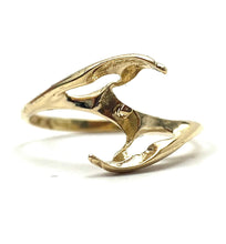 14k solid yellow gold dolphin ring setting, pearl mounting ring, SKU# TR-47