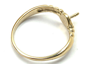 14k solid yellow gold ring setting, pearl mounting ring, SKU# JPR-11