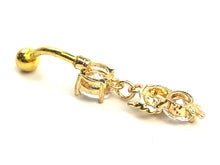Stainless steel curve bar , owl gem belly ring, SKU# 10-6-3