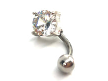 Stainless steel curve bar , w/ gem belly ring, SKU# NBR23-3