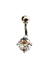 Stainless steel curve bar , w/ gem belly ring, SKU# NBR23-3