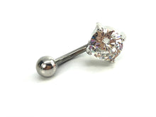 Stainless steel curve bar , w/ gem belly ring, SKU# NBR23-3