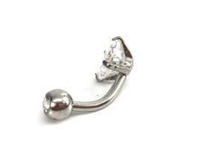 Stainless steel curve bar , heart gem belly ring, SKU# MBR077-5