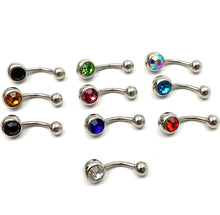 Stainless steel with colored gem belly ring, SKU# NBR065