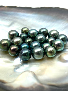 Stunning AA+ peacock Tahitian pearls, Round, 8-11mm