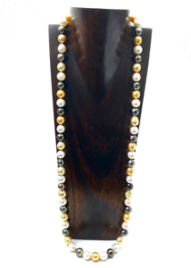 40 inch White and Golden south sea pearls and Tahitian pearl necklace, Big Size 12-14mm, AA+  SKU# 11125