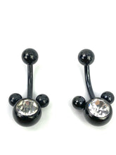 Black Mickey Mouse Belly Ring w/ Gem  SKU#NBR001-2