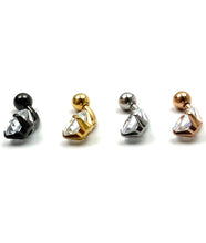Stainless steel curved bar, colored gem belly ring, SKU# NBR077-1
