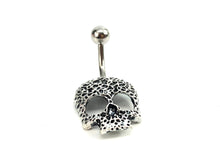 Stainless steel curve bar , skull belly ring, SKU# NBT003-2