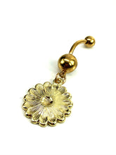 Stainless steel curve bar , flower gem belly ring, SKU# NBR078