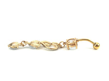 Stainless steel curve bar , double heart gem belly ring, SKU# NBR027
