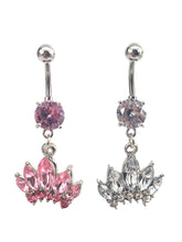 Stainless steel curve bar , w/ gem belly ring, SKU# NBR072