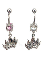 Stainless steel curve bar , w/ gem belly ring, SKU# NBR072