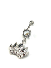 Stainless steel curve bar , w/ gem belly ring, SKU# NBR072