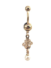 Stainless steel curve bar , w/ gem belly ring, SKU# NBR013