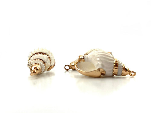Natural White Shell Mother of Pearl Shell Pendants, Gold Plated On Zinc Alloy, Seashell, Sku#M355