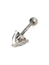 Stainless steel curve bar , heart gem belly ring, SKU# NBR023-2