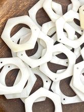 White South Sea Mother Of Pearls Hexagon Beads, Sku#M562