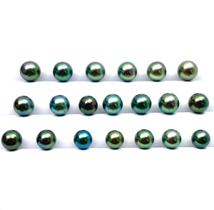 Stunning AA+ peacock Tahitian pearls, Round, 8-11mm