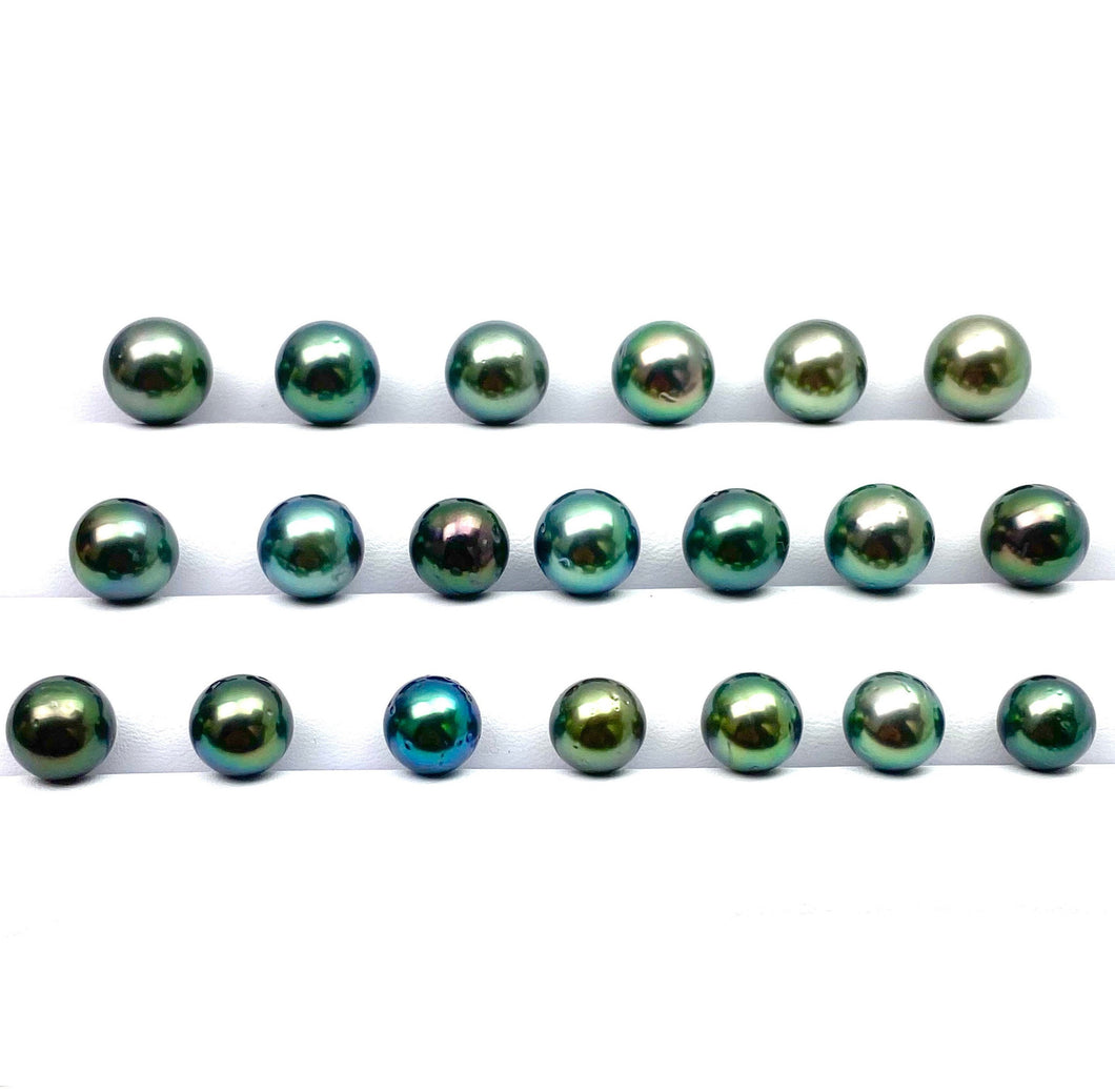 Stunning AA+ peacock Tahitian pearls, Round, 8-11mm