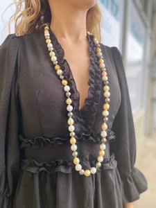 40 inch White and Golden south sea pearls and Tahitian pearl necklace, Big Size 12-14mm, AA+  SKU# 11125