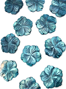 White South Sea Mother Of Pearl Blue & White Hibiscus Sku#M349