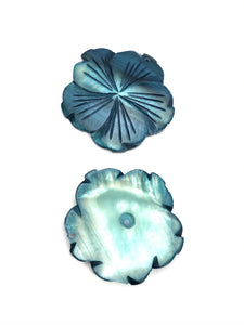 White South Sea Mother Of Pearl Blue & White Hibiscus Sku#M349