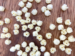 Mother Of Pearl Off White Small Rose Beads, Sku#M675