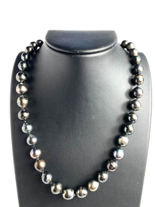 Tahitian pearl necklace, 100% natural, sterling silver clasp, SKU# 11142