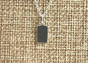 Sterling Silver Rectangle Charm w/ Ring, Sku#2377 C
